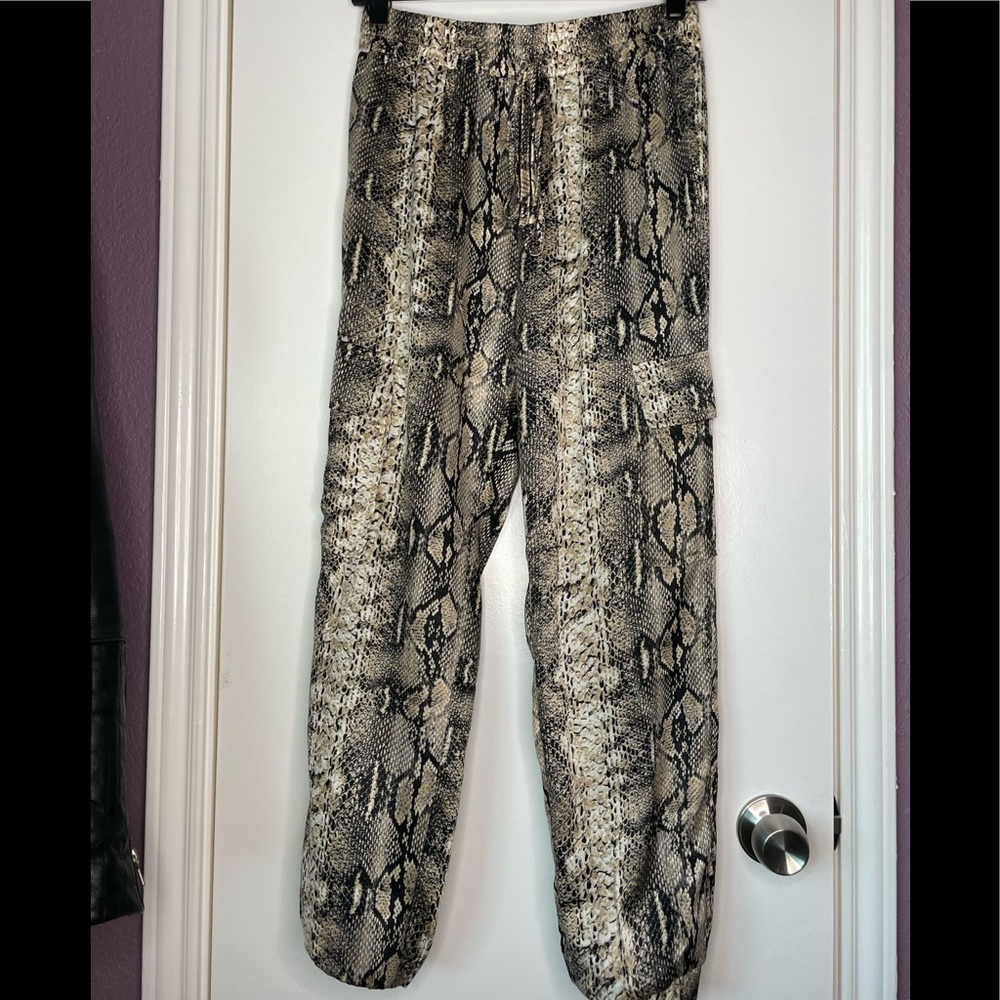 Snakeskin print “cargo” jogger pants